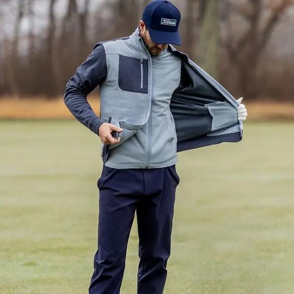FootJoy Mens ThermoSeries Hybrid Jackets Full-Zip Pockets Charcoal/Grey Size M
